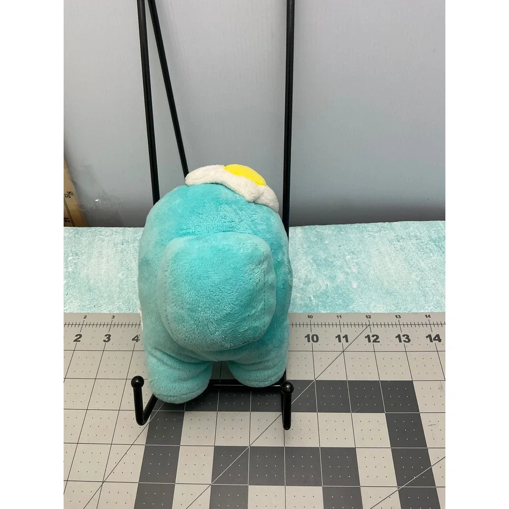 Among Us Cyan Crewmate Plush Toy with Fried Egg Hat 8 Inch Stuffed Figure